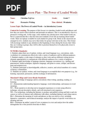 persuasive language lesson plan