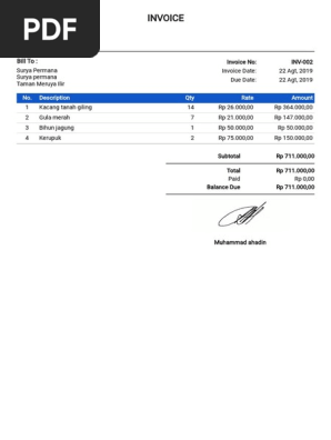 sample invoice