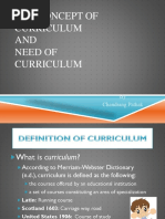 Concept and Need of Curriculum