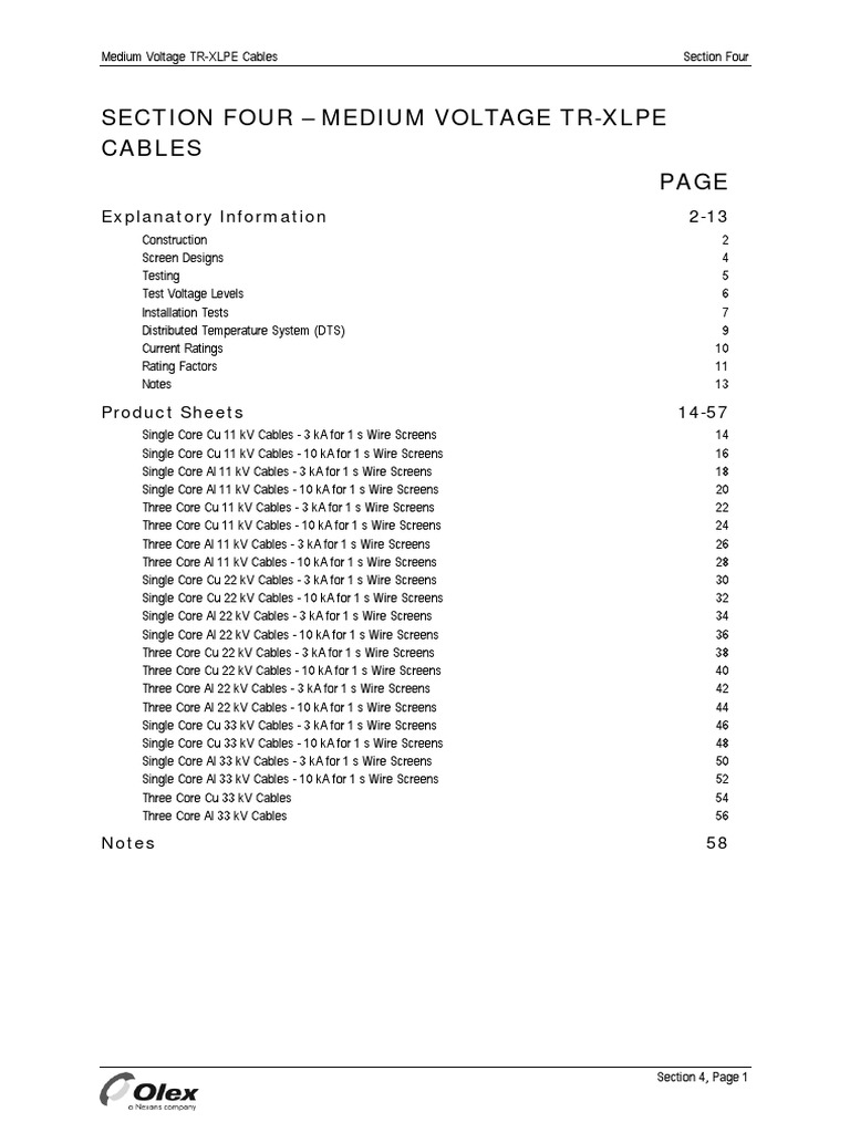 Olex HV Cable Rating PDF Insulator (Electricity) Electrical
