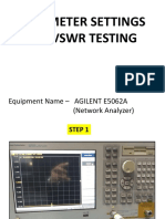 AGILENT E5062A VSWR TEST PARAMETER SETTINGS