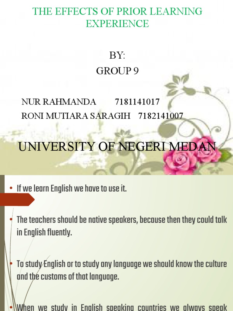 The Effects of Prior Learning Experience: University of Negeri Medan | PDF