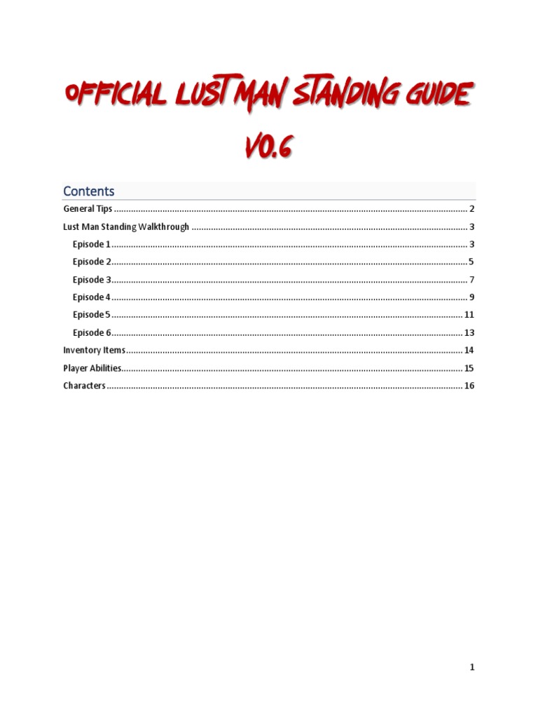 Official Lust Man Standing Guide v0.6 | PDF | Leisure