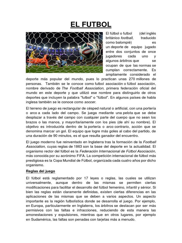 El Futbol | PDF | Asociación de Futbol | Defensor (Asociación de Fútbol)