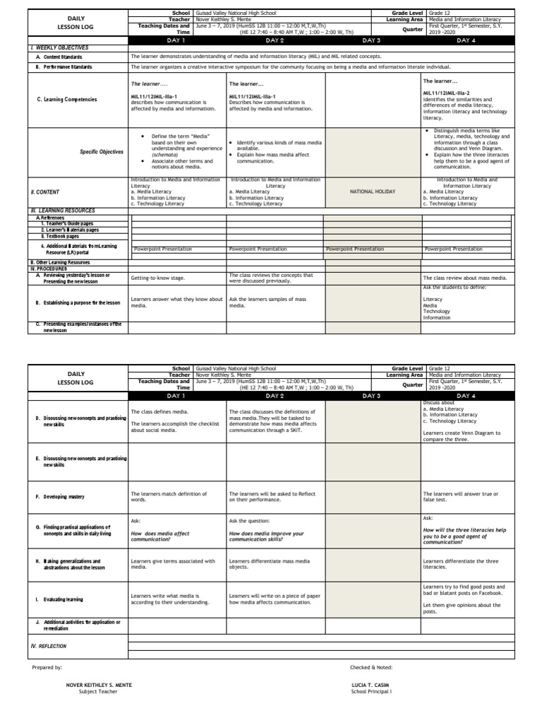 Grade 12 Media Literacy Lesson Plan | PDF | Information Literacy | Mass ...