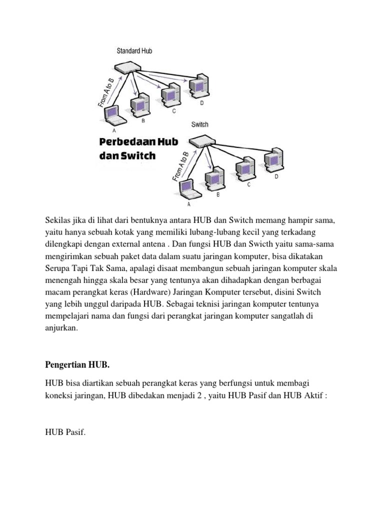 Perbedaan HUB Dan Switch | PDF