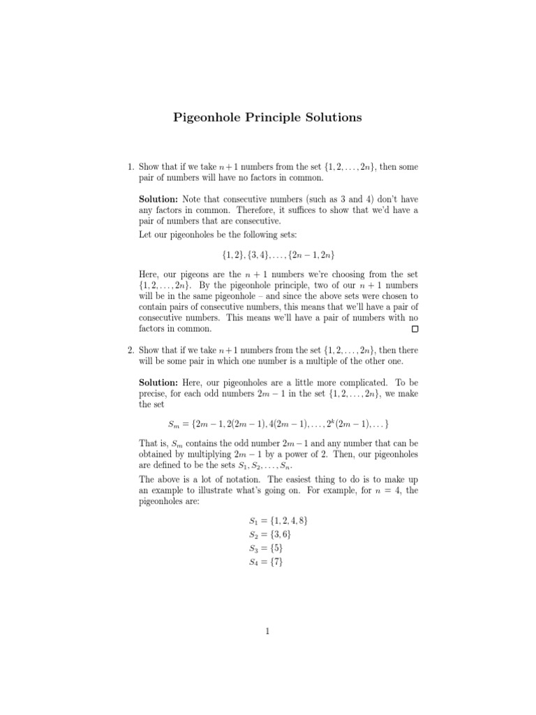 Pigeonhole Principle Solutions PDF Triangle Empty Set