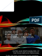 Duties and roles of food service team members