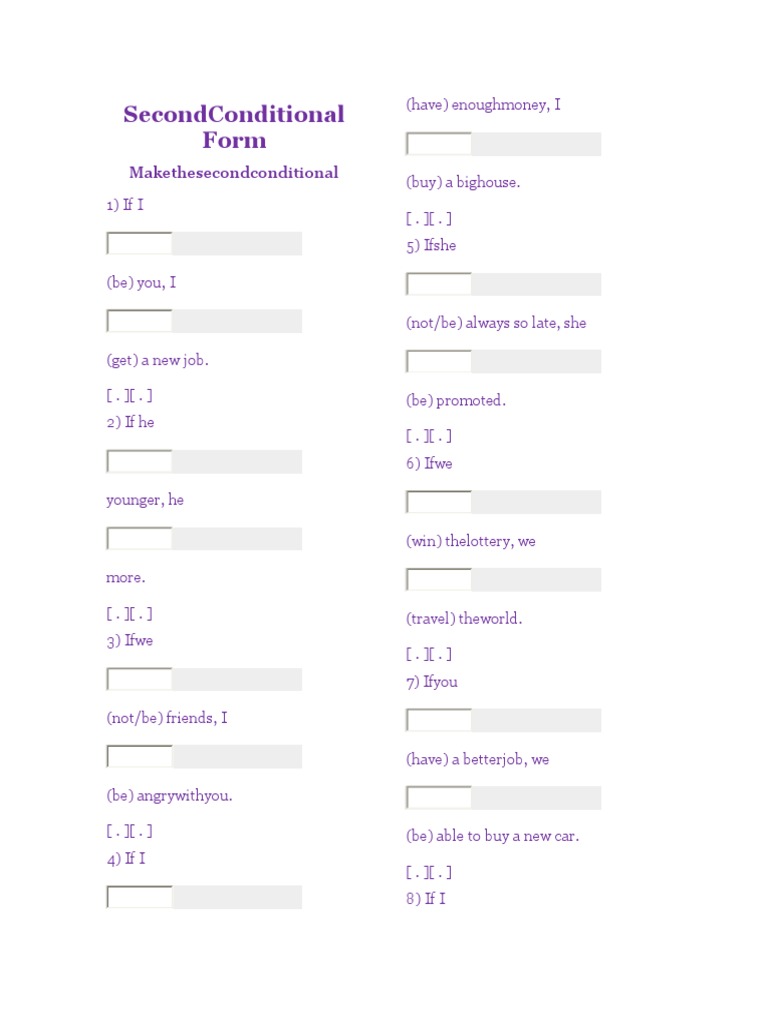 Secondconditional Form: Makethesecondconditional | PDF