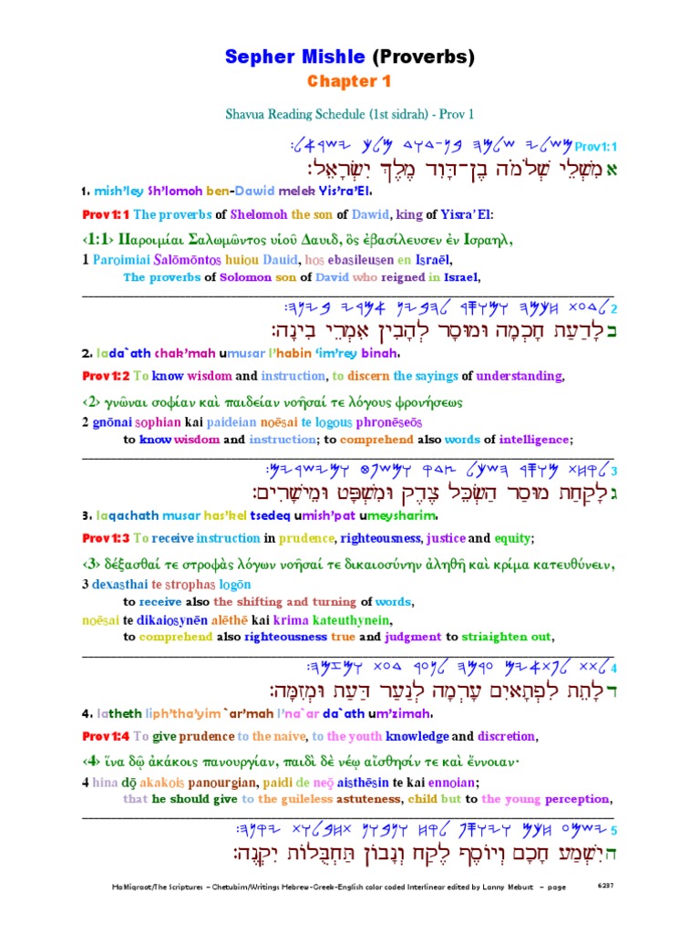 28 the scriptures old testament hebrew greek english color coded interlinear proverbs book of proverbs religious texts