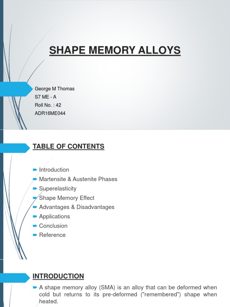 Overview of Shape Memory Alloys | PDF | Shape Memory Alloy | Materials ...
