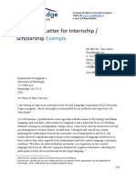 Motivation Letter For Internship / Scholarship: Example