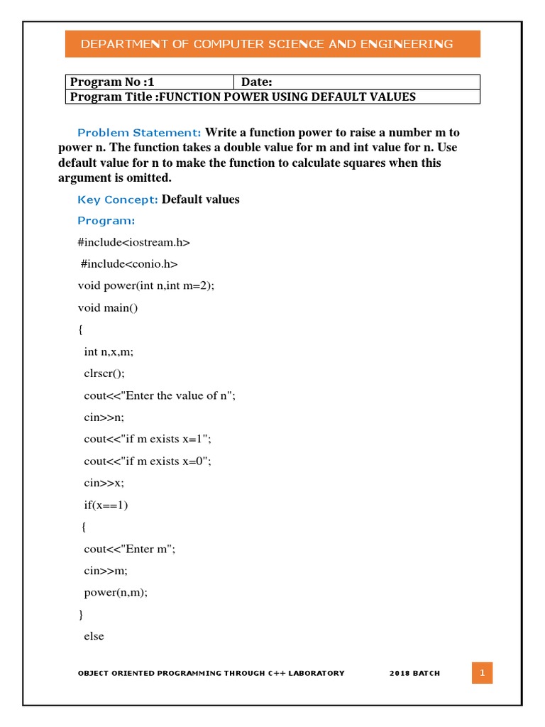 C++ Lab: Power Function Basics | PDF | Teaching Methods & Materials