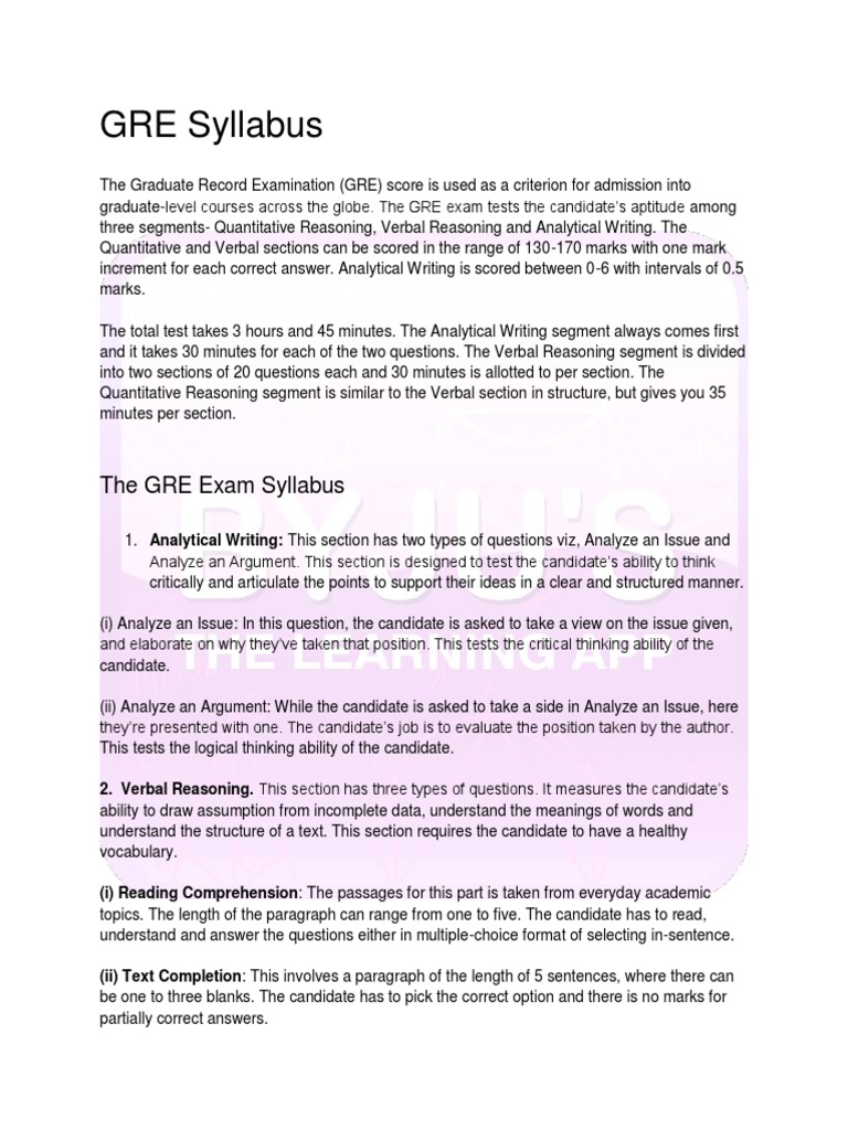GRE Syllabus | PDF | Graduate Record Examinations | Analysis