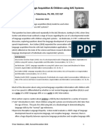 Normal Language Acquisition & Children Using AAC Systems: by Gail M. Van Tatenhove, PA, MS, CCC-SLP