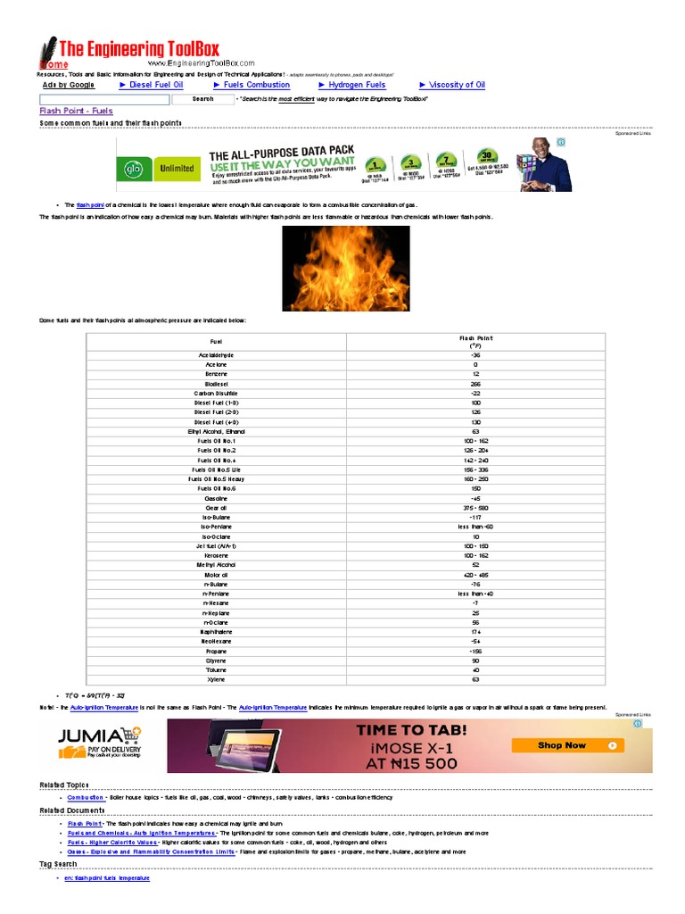 Flash Point Fuels PDF Gasoline Fuels