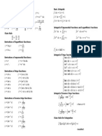 Derivatives and Integrals Formula