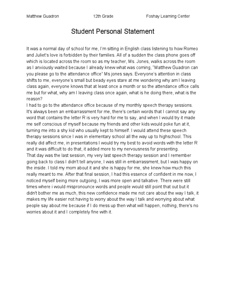 Personal Statement 1 | PDF