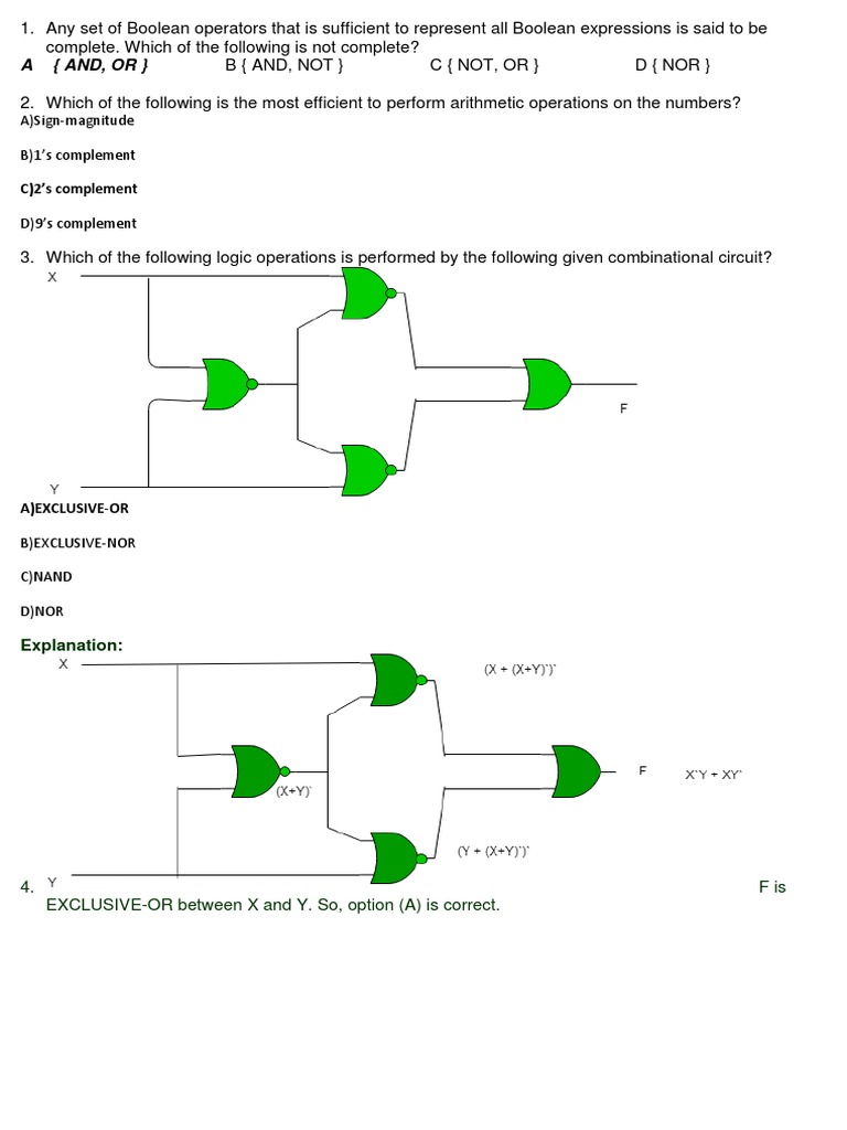 A (And, Or) : C) 2's Complement | PDF | Logic Gate | Digital Electronics