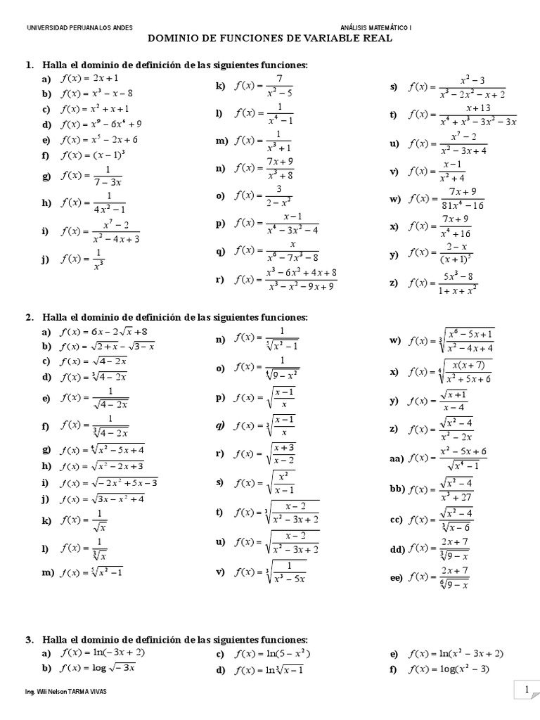 Ejercicios De Dominio Funciones Y Mapeos Objetos Matematicos