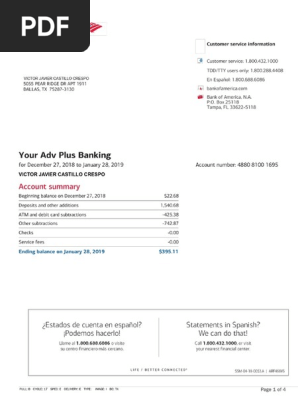 Bank Of America E-statement
