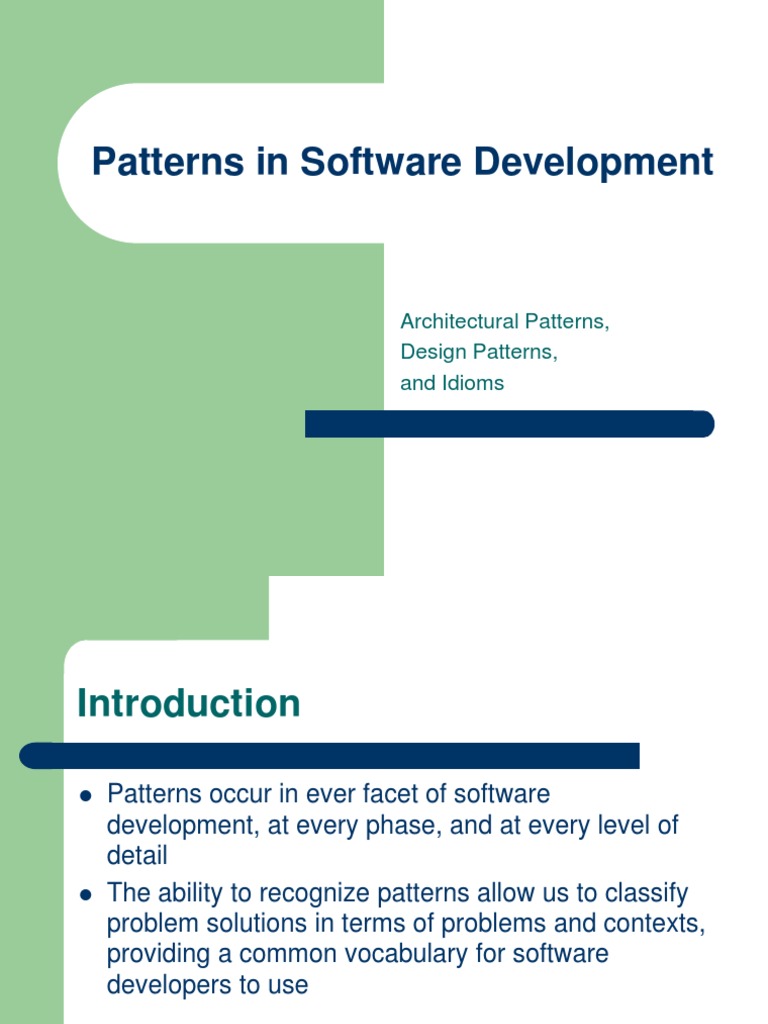 Patterns in Software Development: Architectural Patterns, Design ...