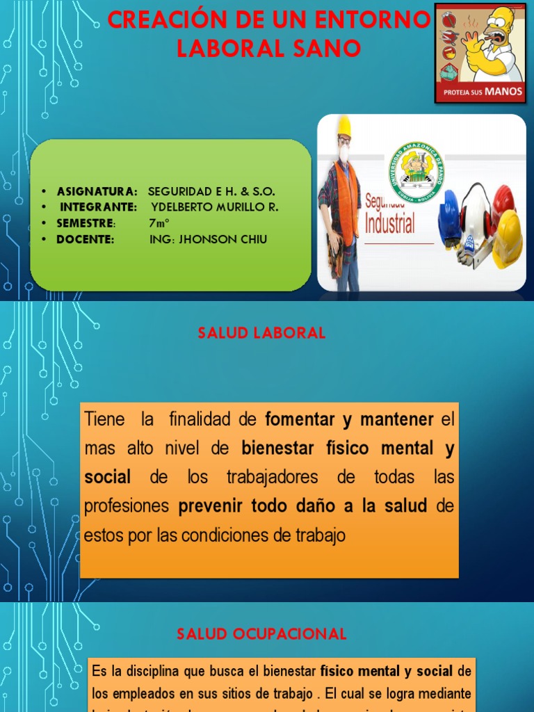 Creacion de Un Entorno Laboral Sano | PDF | Seguridad y salud ...