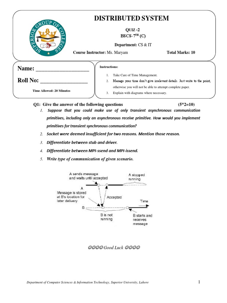 Distributed Systems Quiz - BSCS 7th C | PDF