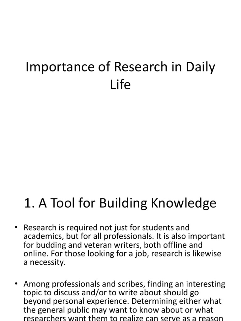 conclusion about the importance of research in daily life