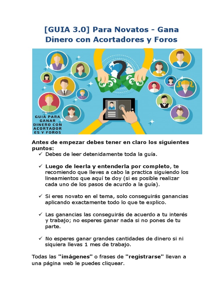 Guia para Ganar Dinero Con Acortadores Y Foros 3.0 | PDF | Foro de Internet  | Youtube