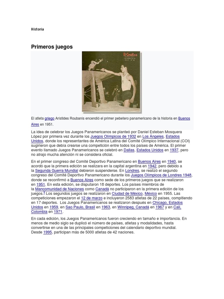Historia de Los Juegos Panamericanos 2019 PDF Eventos deportivos
