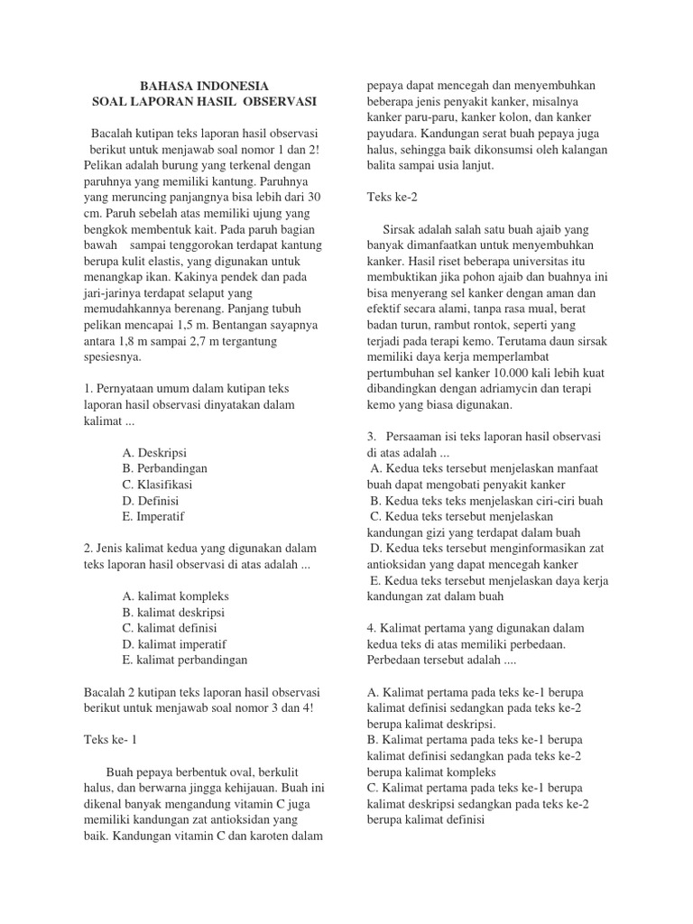 Bahasa Indonesia Latihan Lho