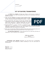 Affidavit of Buyer/Transferee: I, EMELY D. LOZADA, of Legal Age, Filipino, Married and A Resident of
