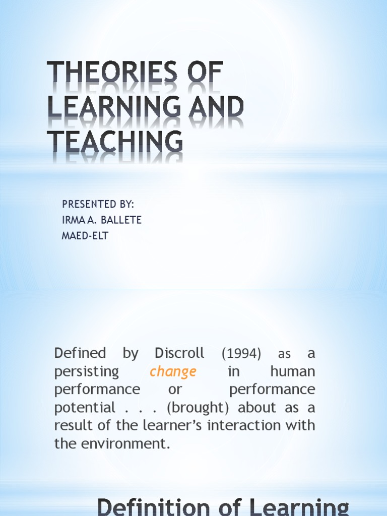Theories of Learning and Teaching Explained | PDF | Constructivism ...
