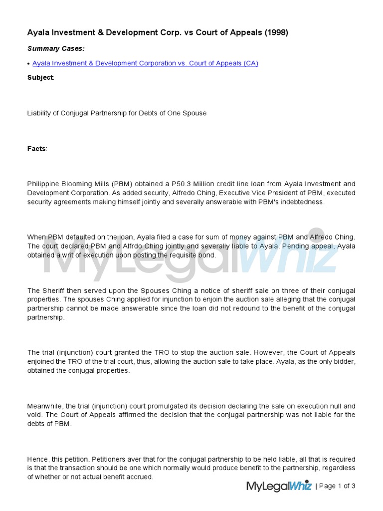 Ayala Investment Development Corporation Vs Court of Appeals (CA) PDF