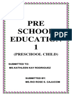 PRE School Education 1: (Preschool Child)