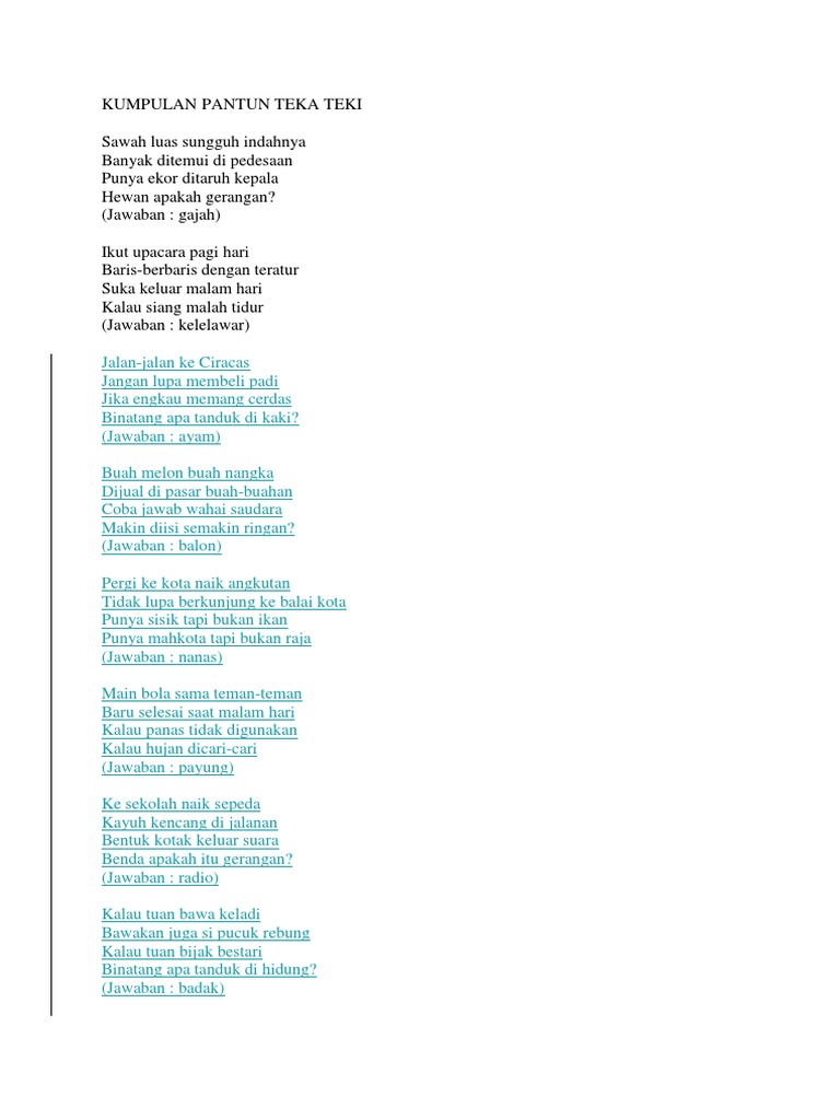 Kumpulan Pantun Teka Teki Pdf