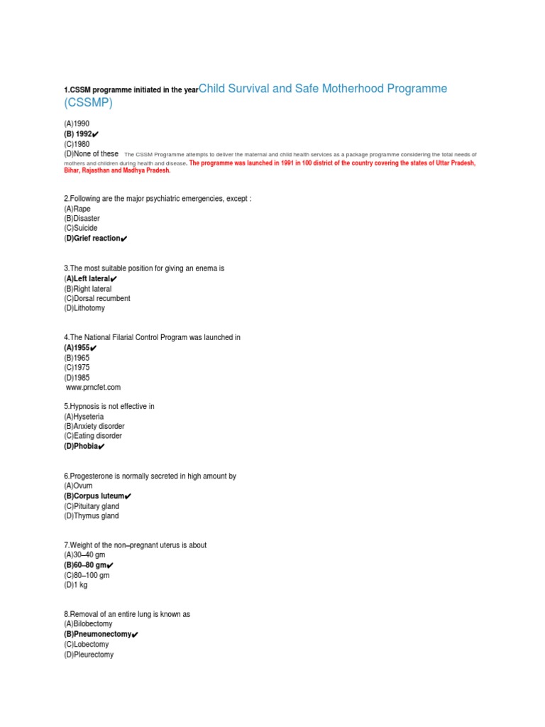 Child Survival and Safe Motherhood Programme (CSSMP) : 1.CSSM Programme ...