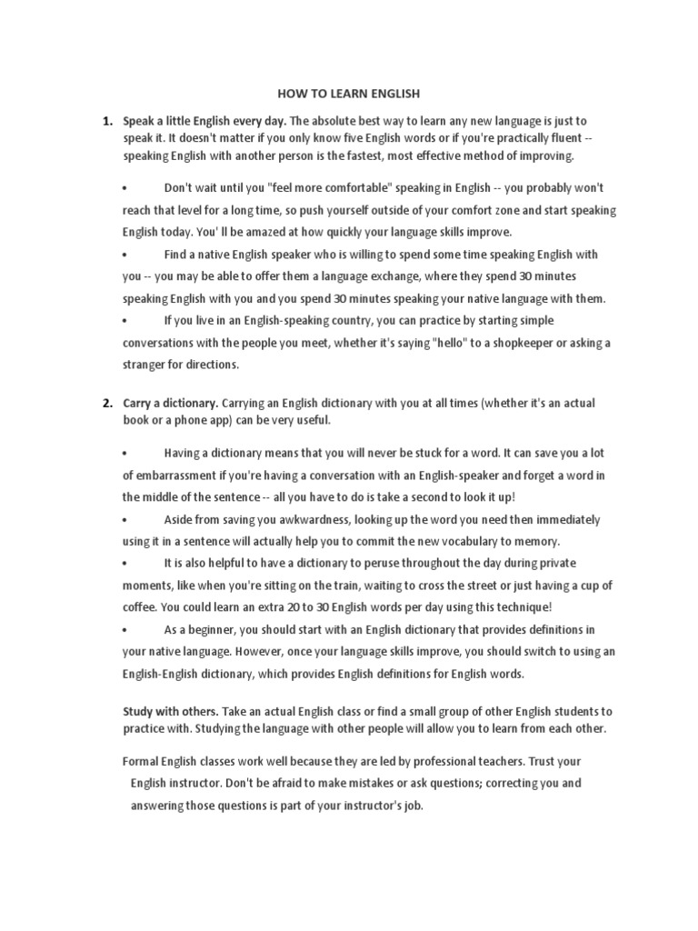 How To Learn English Pdf English Language English As A Second Or Foreign Language