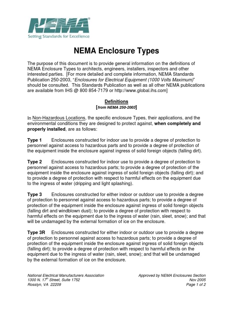 Nema Enclosure Types PDF | PDF | Chemical Substances | Chemistry
