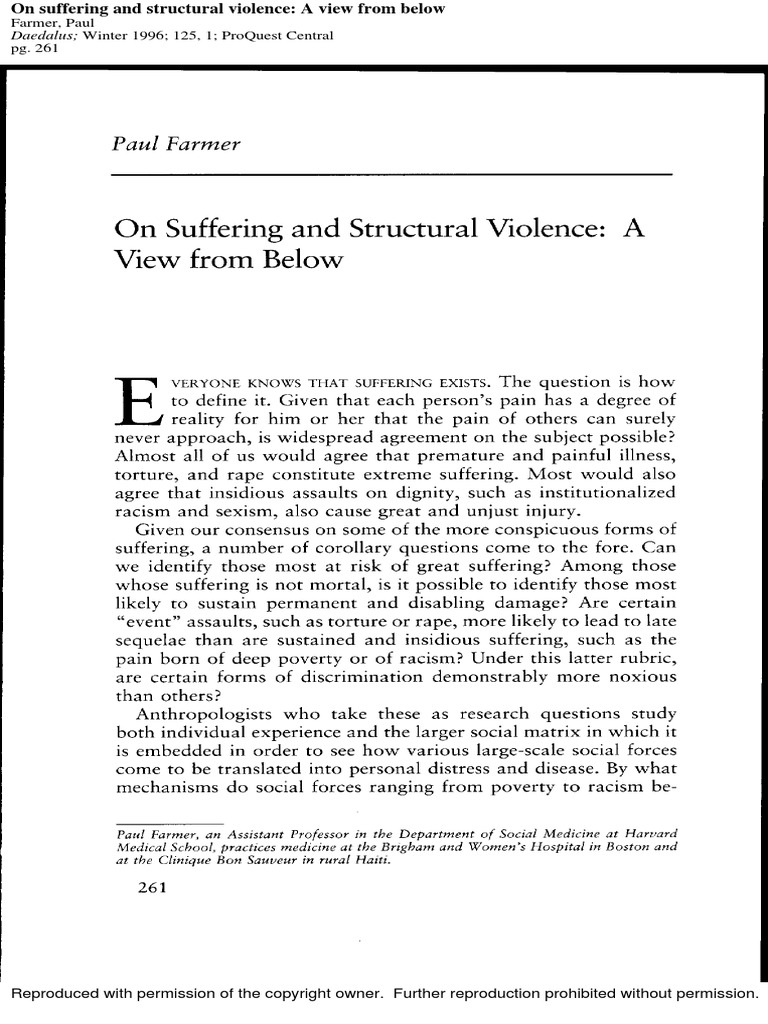 On Suffering and Structural Violence PDF Civil Rights And Liberties