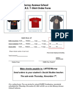 Murray Avenue School D.A.R.E. T-Shirt Order Form