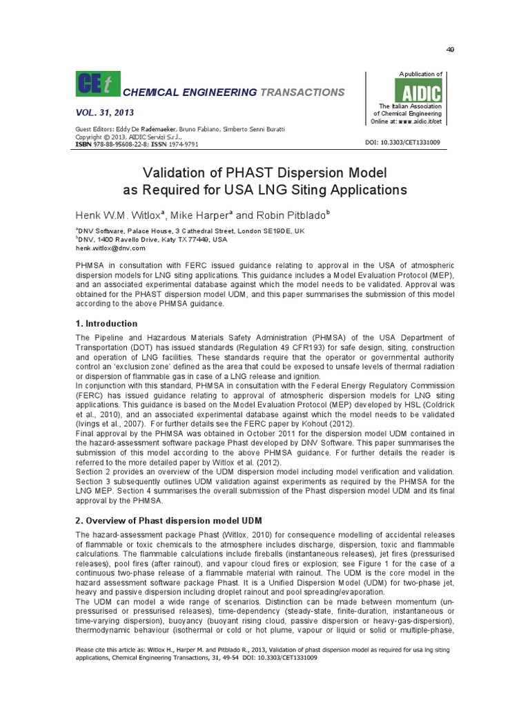 Validation of PHAST Dispersion Model | PDF | Experiment | Liquefied ...