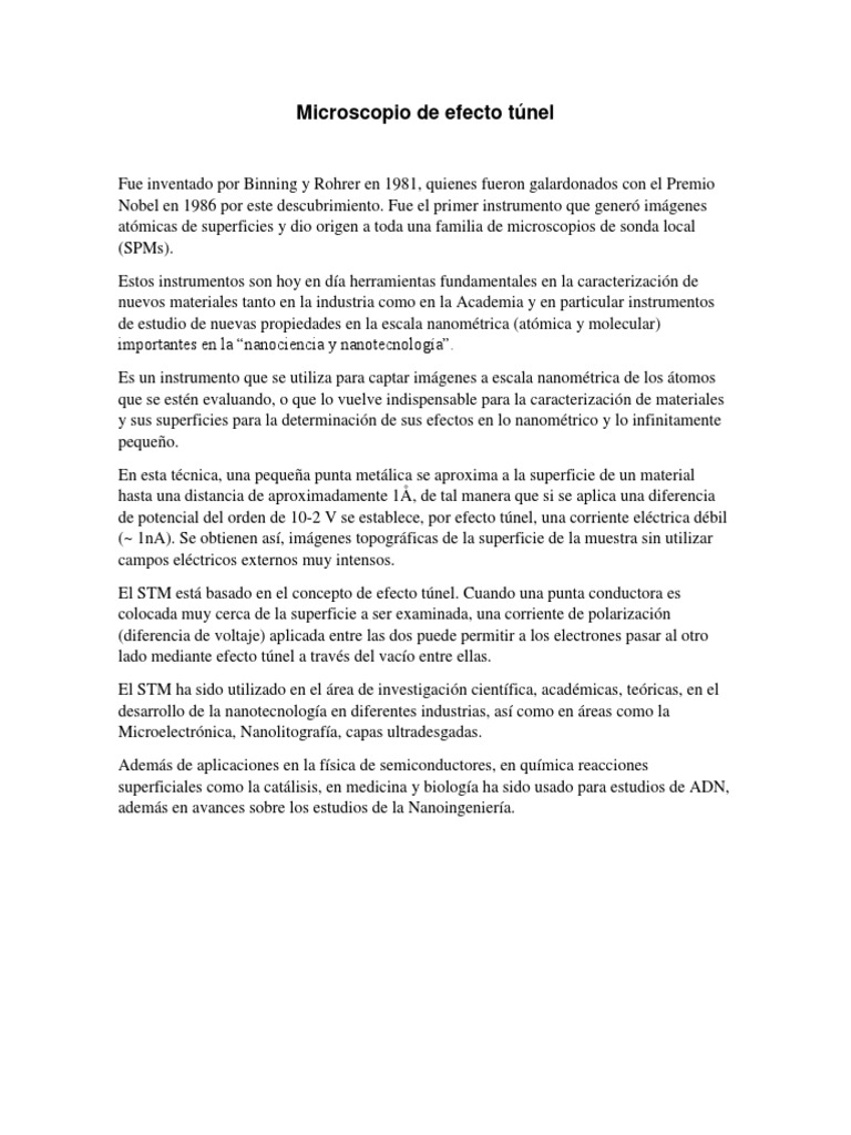 Microscopio de Efecto Túnel | PDF | Microscopio de efecto túnel ...