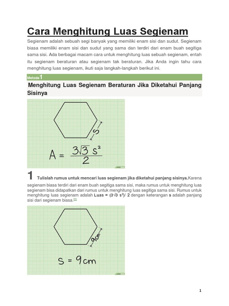 Cara Menghitung Luas Segienam