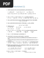 Vectors Worksheet