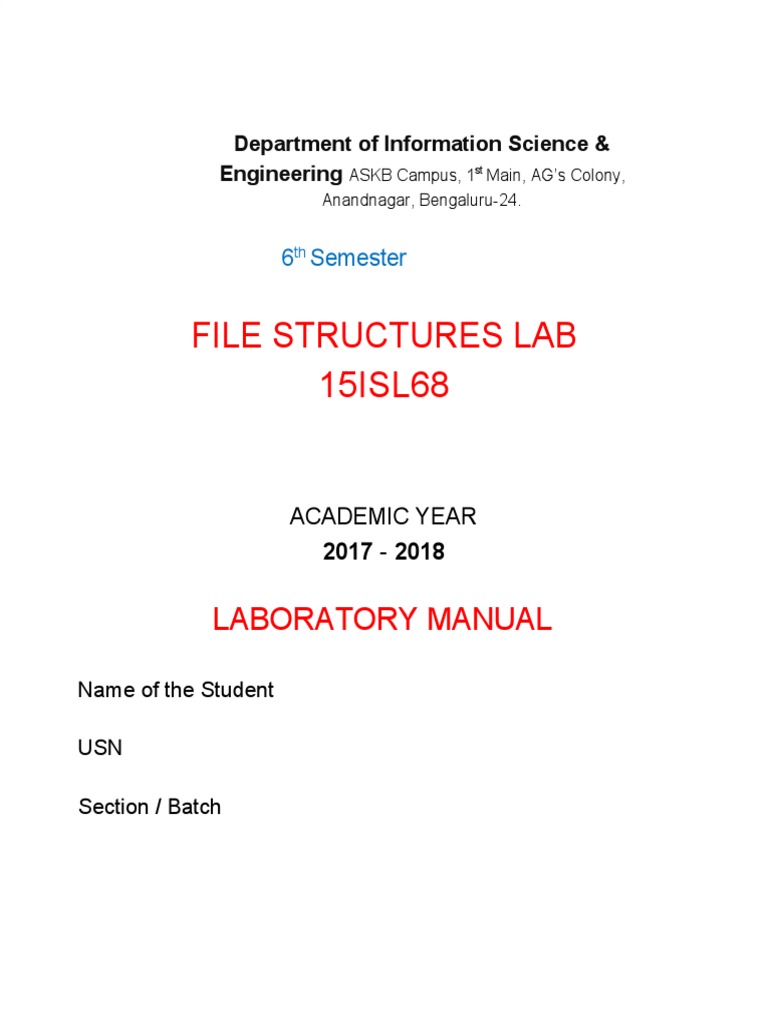 File Structures Lab: Laboratory Manual | PDF | Software Engineering ...
