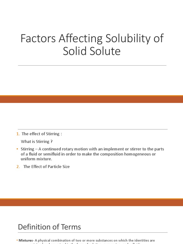 Factors Affecting Solubility of Solid Solute PDF Solution Particle