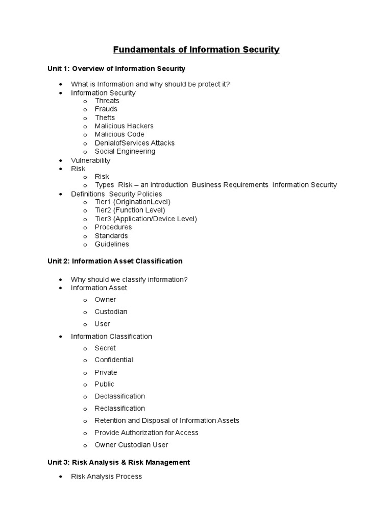 Fundamentals of Information Security Overview | PDF | Information ...