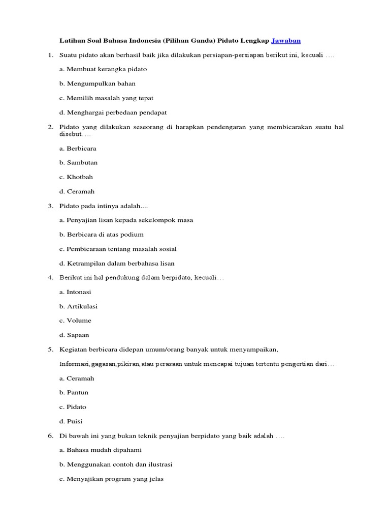 Pidato Pada Intinya Adalah